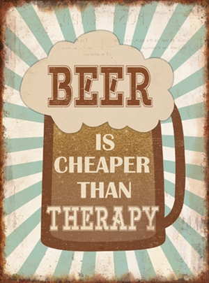 Metal skilt 26x35cm Beer Is Cheaper Than Therapy - Se flere Metal skilte
